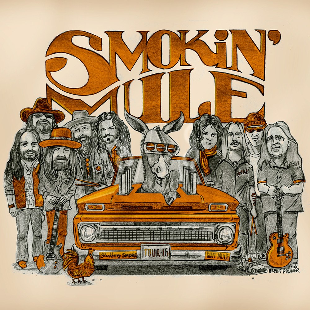 Blackberry Smoke Smokin' Mule caricature